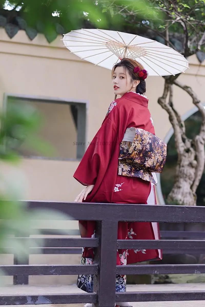 Kinomo-ropa tradicional japonesa para mujer, bata larga yukata, estilo  suelto, kimono con estampado de flores japonesas vintage, 2024 - AliExpress