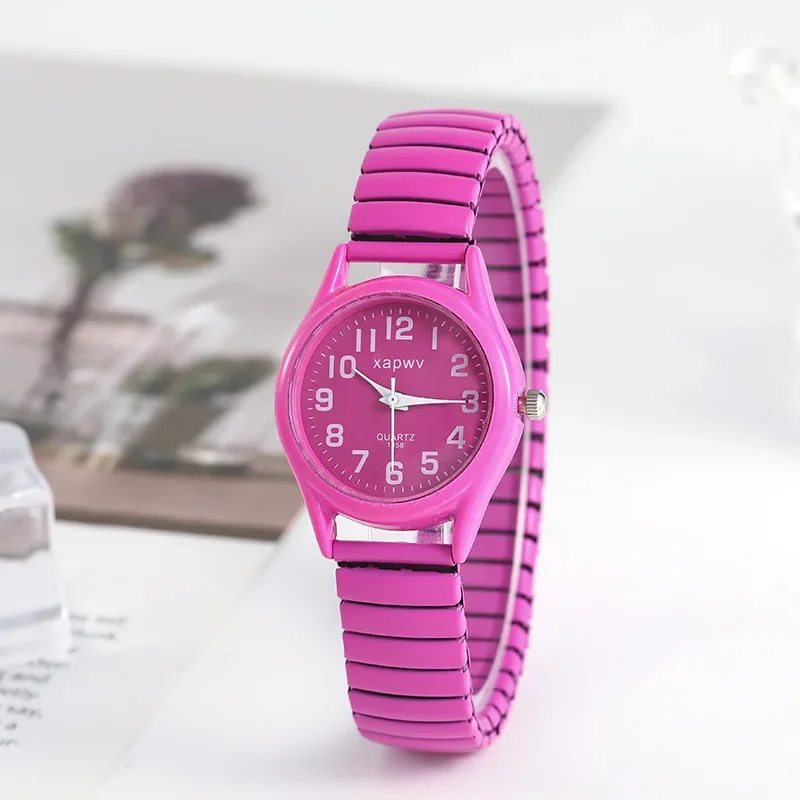 Fashion Watches Women black white gold pink Stainless Steel Elastic Band Watch Retro Ladies' Bracelet Watch 6