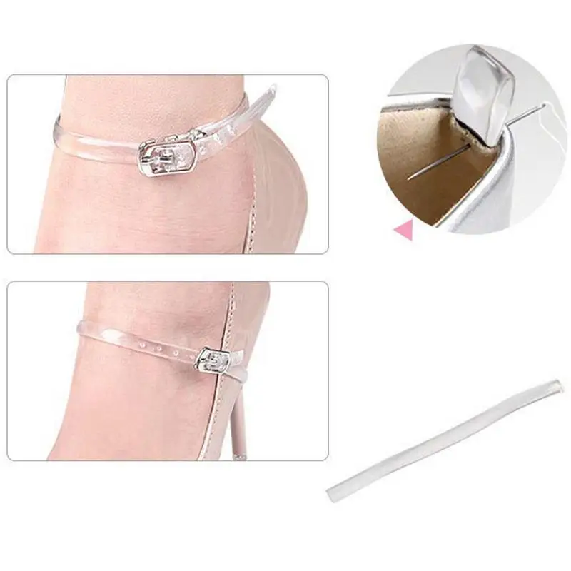 Clear Shoe Straps 1 Pair Transparent Invisible Heel Straps Elastic Anti-Falling Beam Shoe Strings Ankle For High Heels