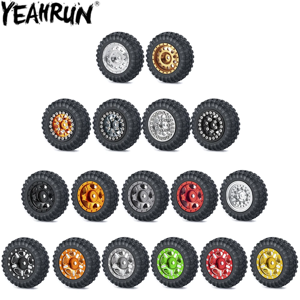 Yeahrun 4 Pezzi Ruote Pneumatici Mozzi Set Per Kyosho Jimny 1/18, Miniz-Z 4 X4 Jeep Wrangler, 4Runner Hilux 1/24 Rc Crawler Ricambi Auto