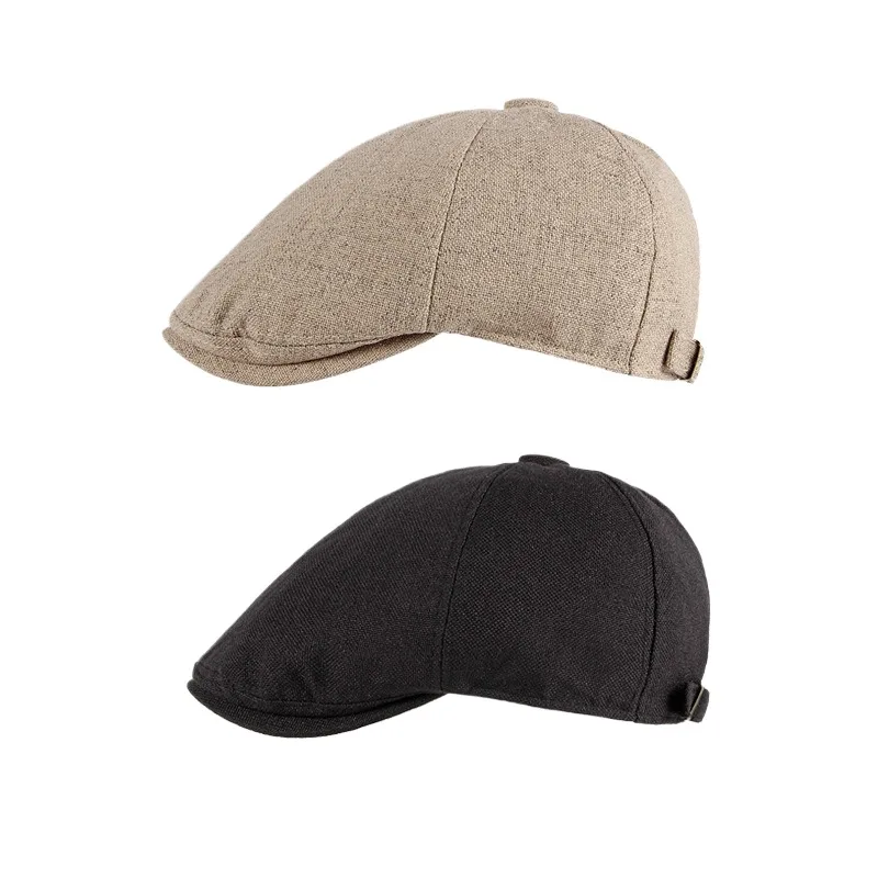 

Spring Summer Autumn New Linen Beret Men's British Retro Peaked Cap Casual Advance Hats Women's Reverse Hat