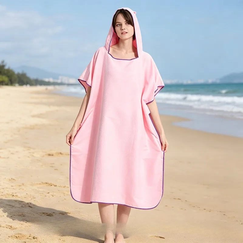 가벼운 후드형 비치 타월 케이프, 빠른 건조, 수영, 스노클링, 서핑에 적합