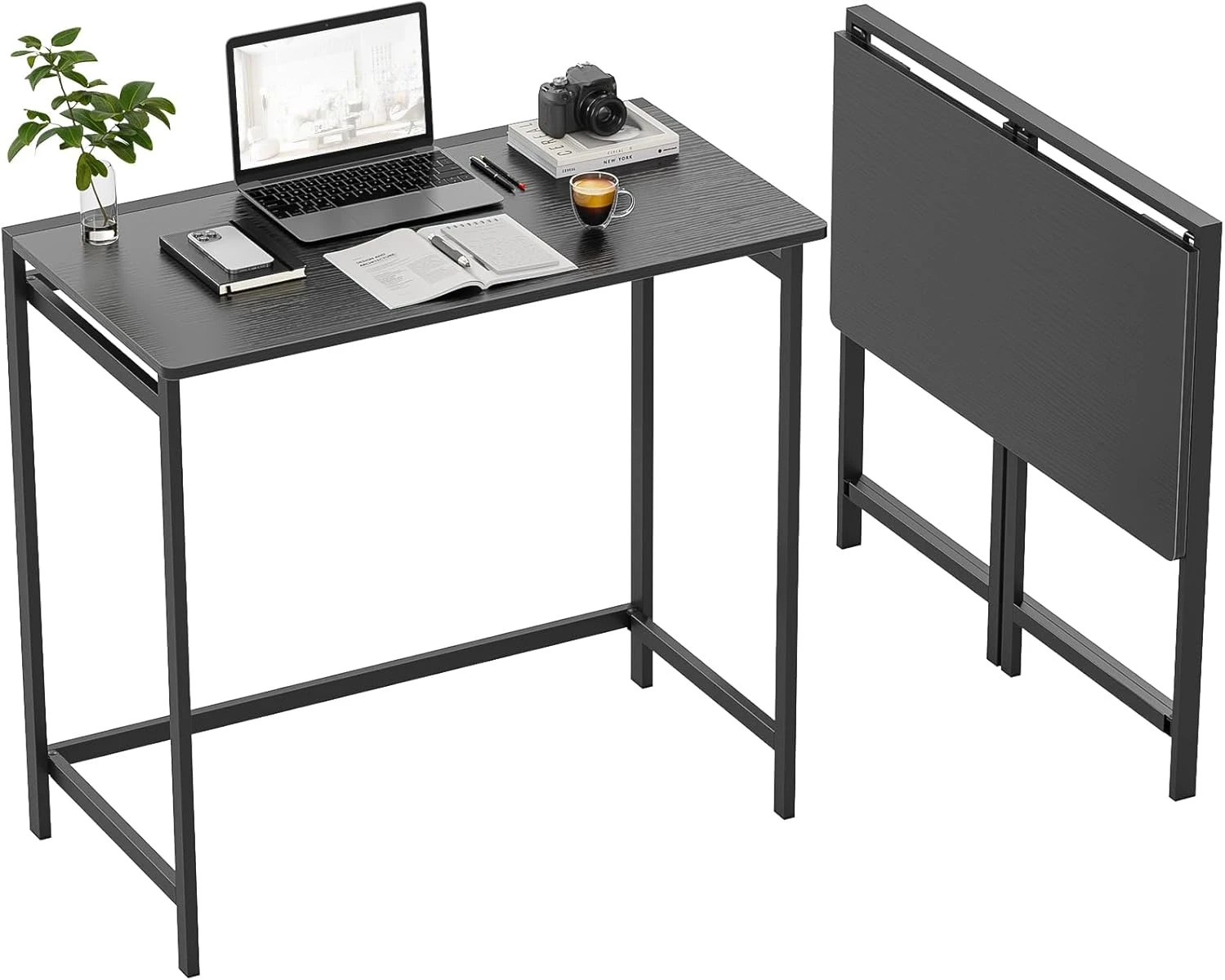 Small Foldable Computer Desk for Small Spaces, Space Saving Study Writing Office Desk Foldable Table for Home Office 2