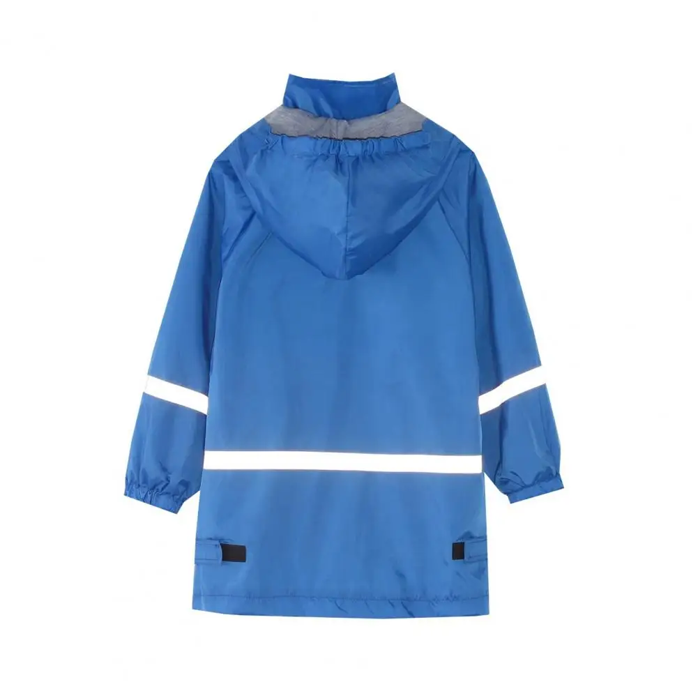 Children Raincoat Waterproof Windbreaker With Hood Pockets Single-breasted Long Sleeve Loose Outdoor Camping Hiking Rain Jacket