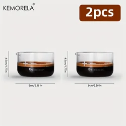 KEMORELA Espresso Shot Glasses - Clear Scale Heavy Glass Coffee Cups, Home Barista Accessories, Set of 1 or 2 (60ml) - 60ml (2PCS 60ml)