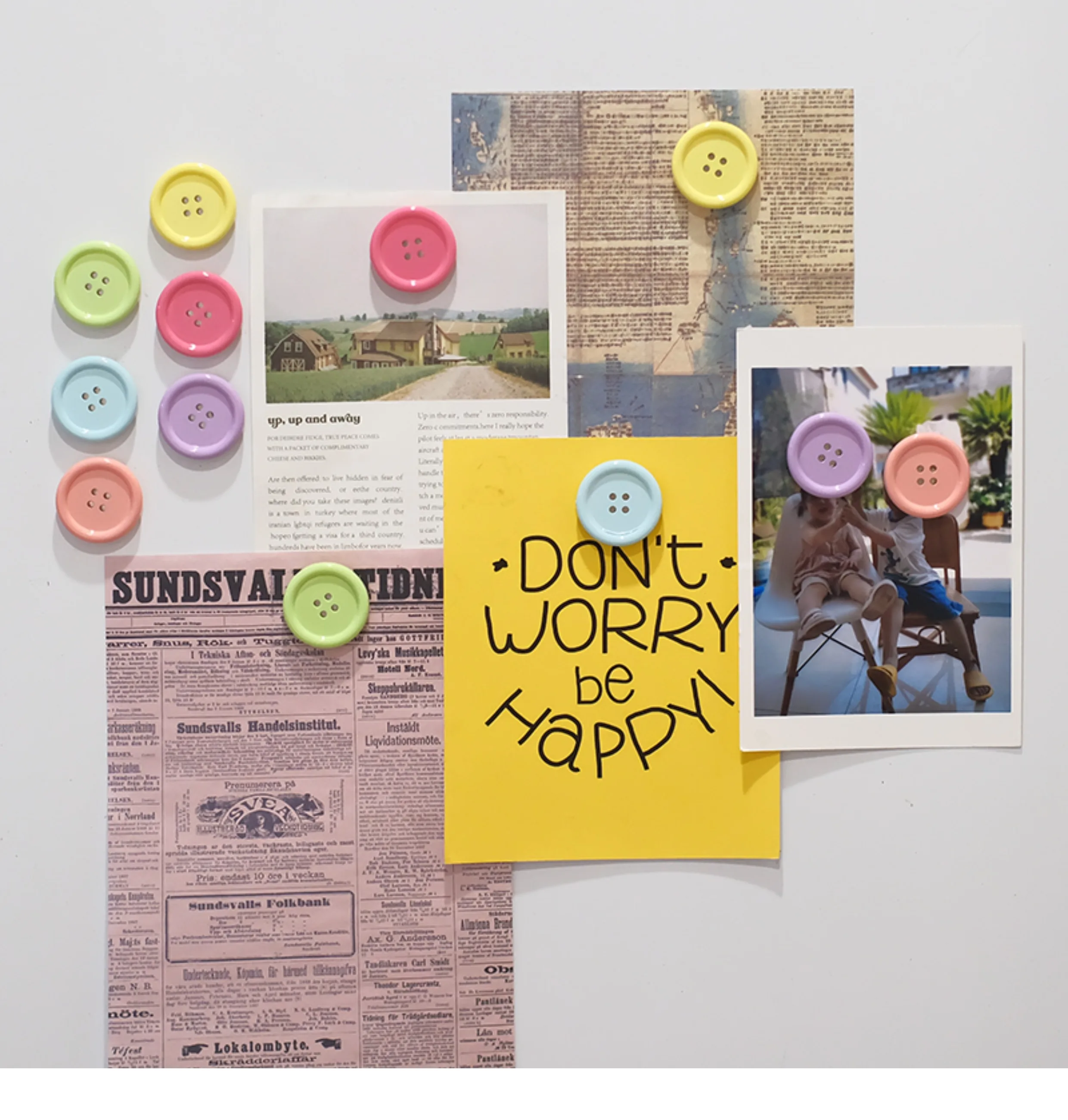 Candy Colored Buttons Fridge Magnet Photo Message Board Magnetic Home Decoration
