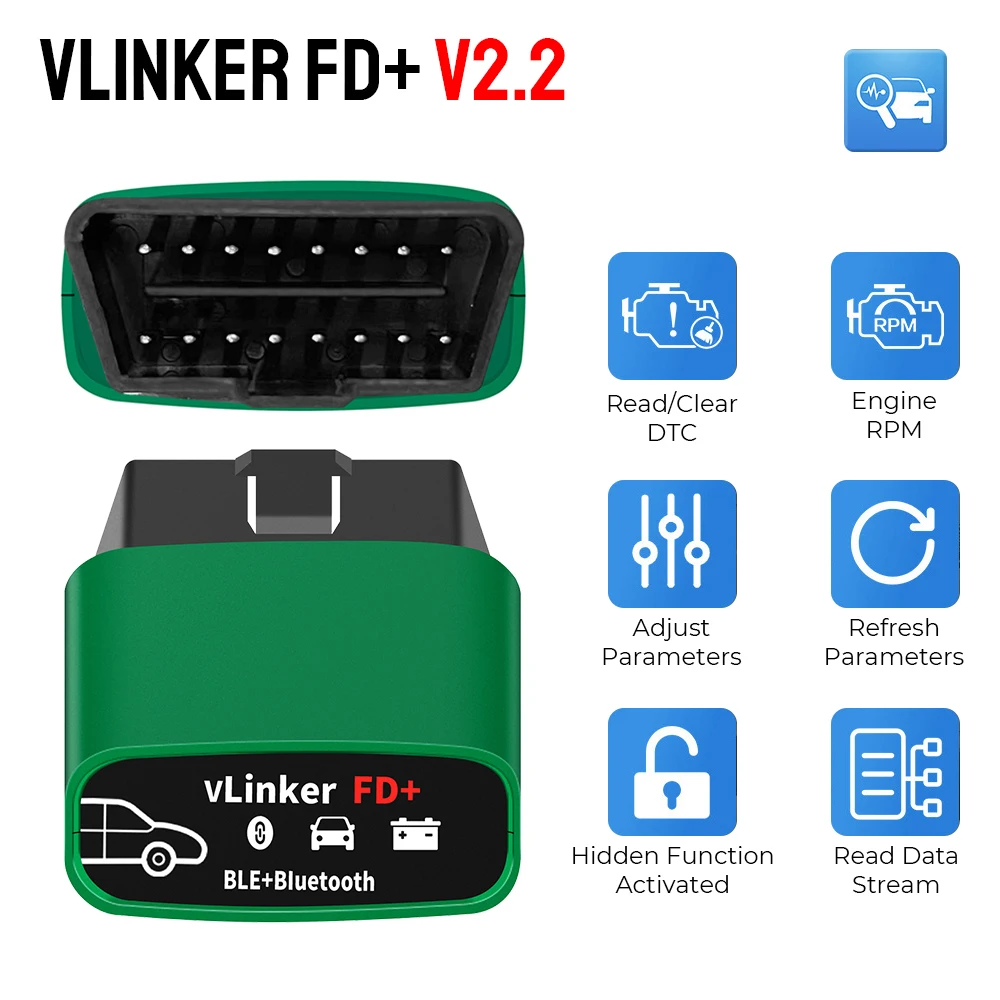 

Car Diagnostic Tools J2534 ELM327 OBD 2 Scanner Code Reader vLinker FD+ V2.2 For FORScan For Ford Bluetooth-Compatible 4.0 WIFI