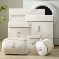 Laundry Bag Mesh Washing Bag Clothes Cleaning Washing Bags Embroidery Print Laundry Pouch Travel Clothes Storage Organization 1
