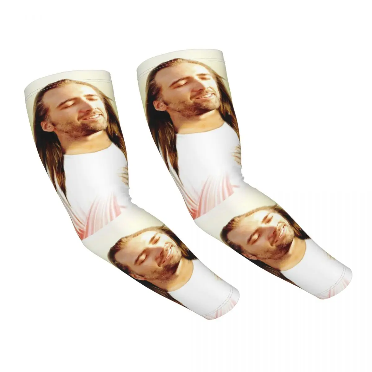 

Nicolas Cage Sports Compression Arm Sleeves Warmer Men Women Jesus Meme UV Protection Tattoo Cover Up for Fishing