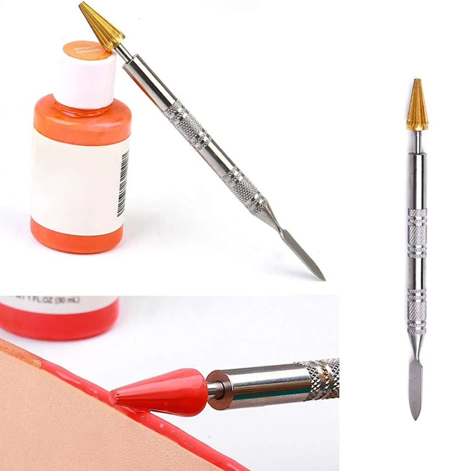 Leather Craft Tool Kit Leather Craft Tool Leather Craft Tools Leather Tools Leather Dye KRABALL Leather Edge Dye Pen Edge Treatment Roller Pen Applicator Printing Making Tool for Leather Craft DIY Working