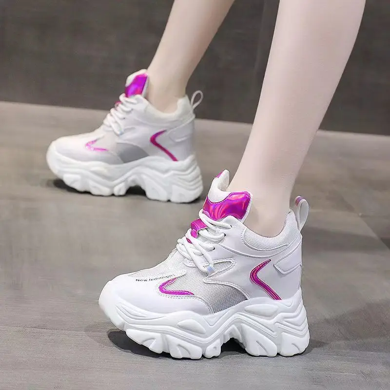 Blanco Negro Moda Zapatillas Mujer 2019 Nuevas Casual Zapatos Transpirables Plataforma Gruesas Zapatillas Harajuku |