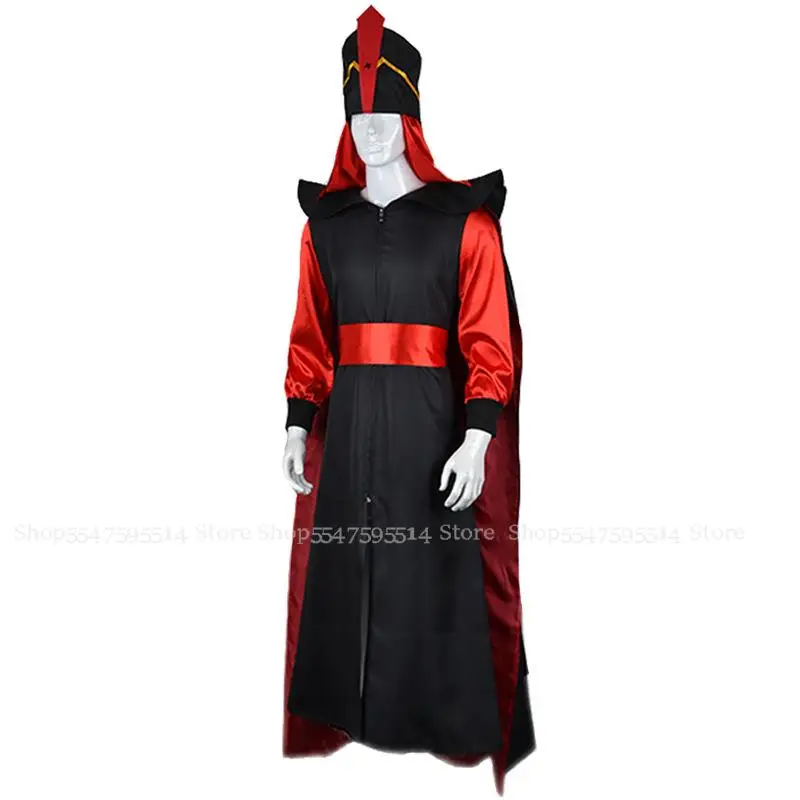 The Arabian Nights Aladdin Jafar Costume Cosplay Aldult Uomo Donna Halloween Wizard Clothes Suit