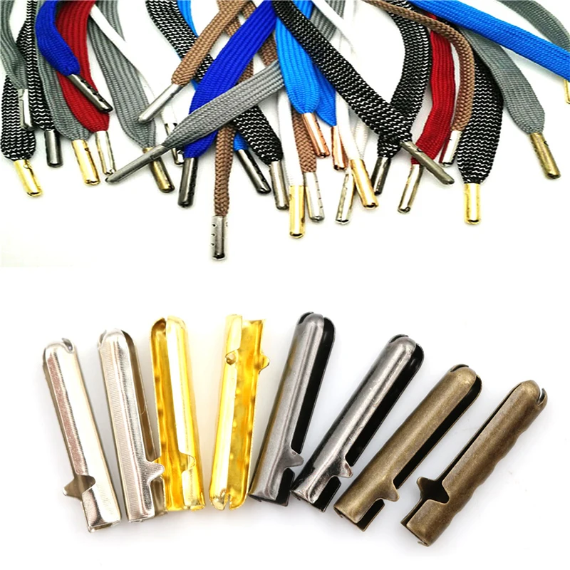 50PCS Shoelace Head Aglets DIY Shoelaces Repair Shoe Lace Tips Replacement End Shoes Rope Head Rope Cip Tail Clamp Bullet shoelace aglets