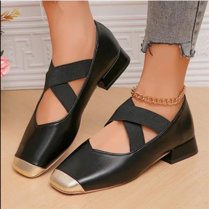 

Mary Jane Women's Shoe Temperament Retro Square Head Versatile Ballet Single Shoes Shallow Mouth Fairy Style Thick Heels