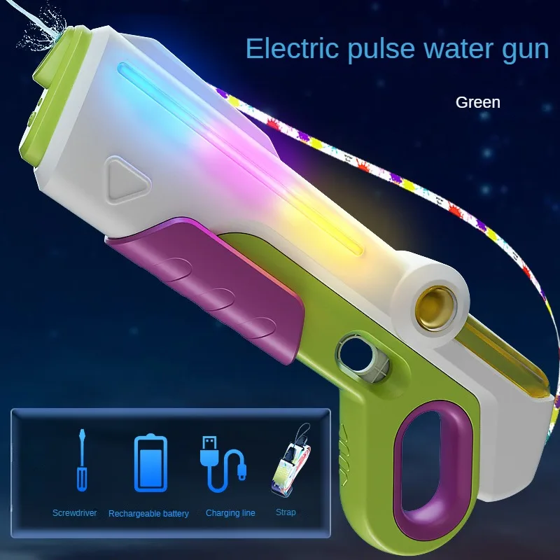 Children Electric Pulse Water Gun Toys Summer Outdoor Pool Garden Games High Pressure Automatic Absorb Water Watergun for Kids 6