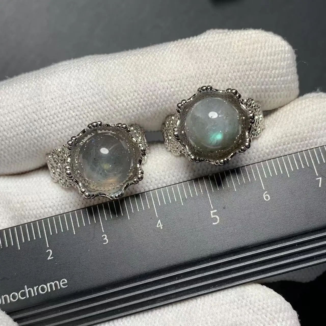 10MM Natural Moonstone Ring Adjustable Female  Ring Jewelry for Women Gift Wholesale High Quality Vintage Fine