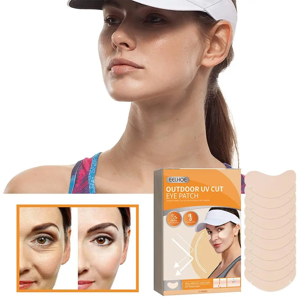 5pairs Facial Sun Protection Patch Anti UV Moisturizing Nourishing Fade Spots Eye Mask For Outdoor Sports P5E4