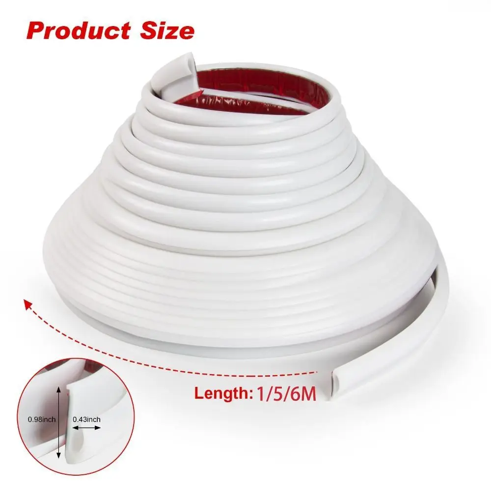 1/5/6M RV Rain Gutter Self-Adhesive Backing J-Shape Design Weather Stripping Silicone Rubber UV Resistant Sealing Strip Home