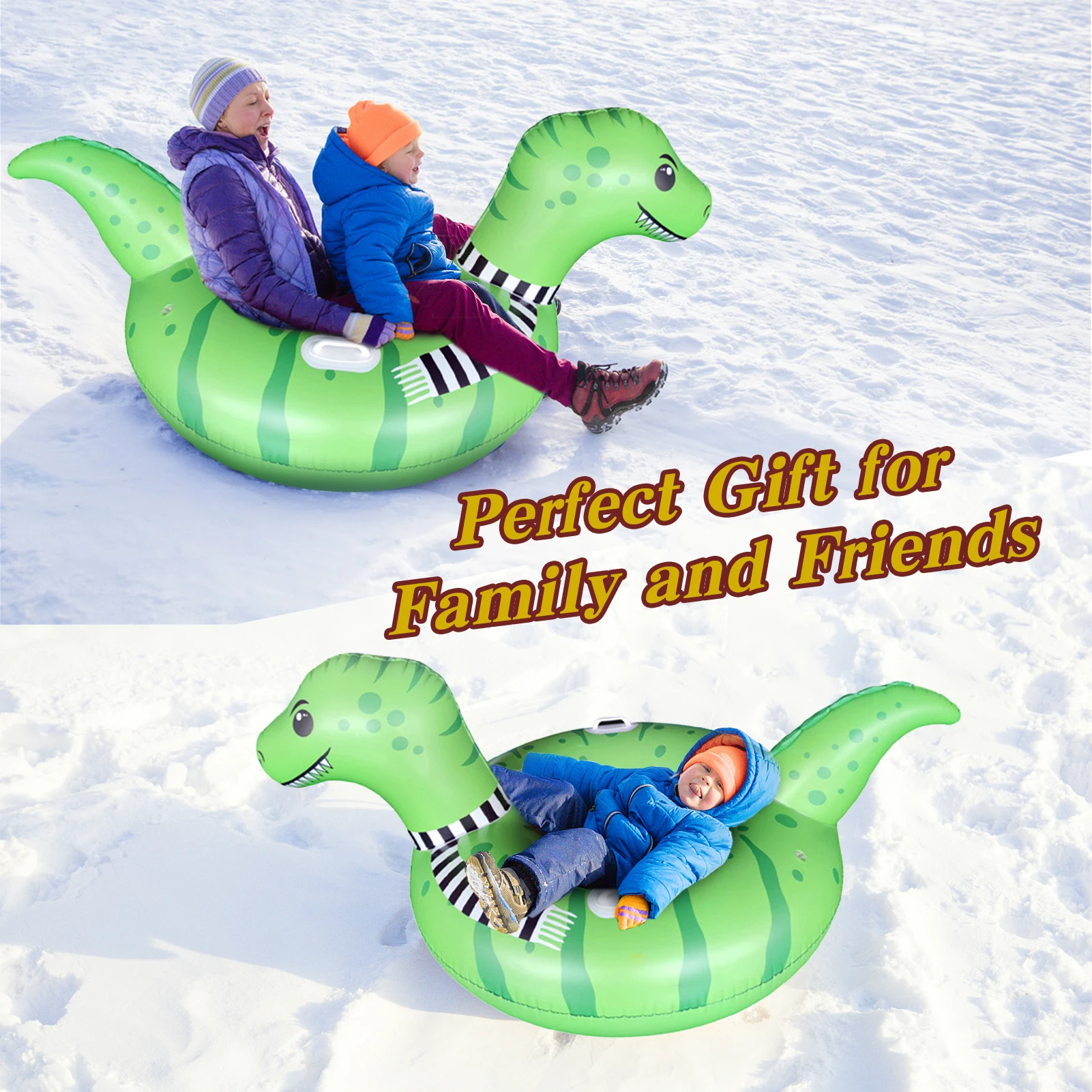Thicken Snow Tube Inflatable Snow Sleds with Handles Winter Toys Tubing for Kids Adults