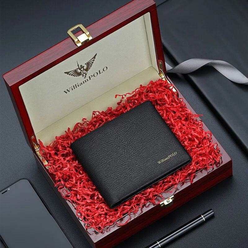 Williampolo Men's Wallet  2023 Luxury Brand Short Purse Genuine Leather Card Holder Wallets Fashion Thin Purse Man