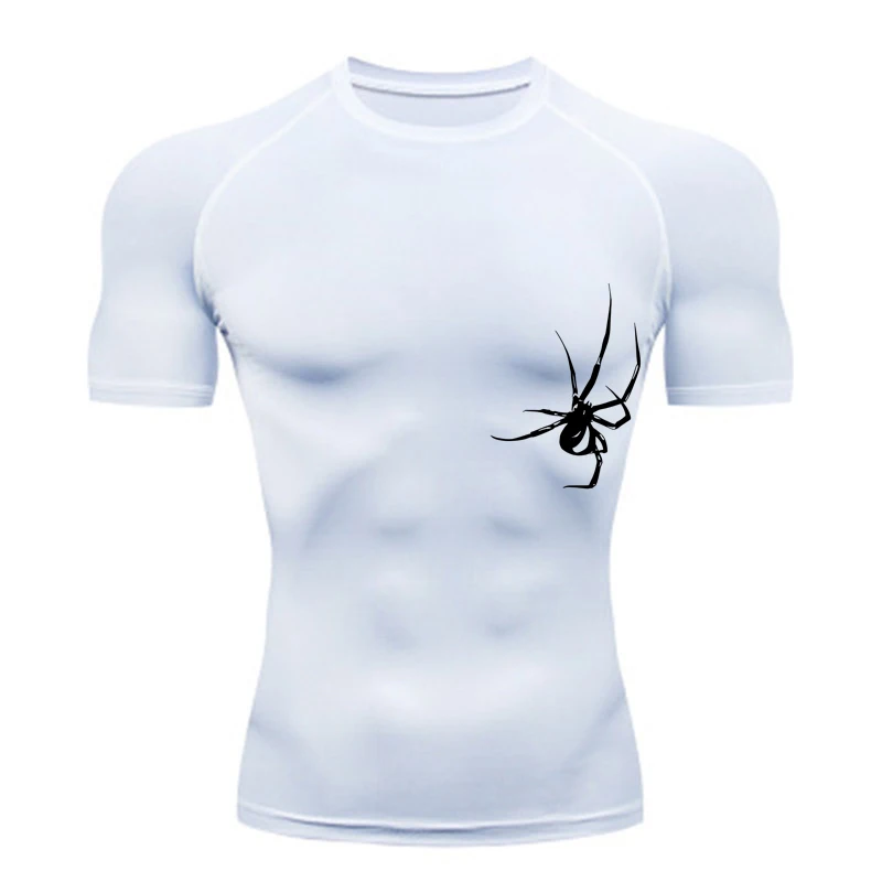 Running T-Shirt Men Short Sleeve Compression Shirt Gym Sports Top White & Black Quick Dry Breathable MMA Fitness Clothing compression t shirt sport t shirt short sleeve t shirt running t shirts running t shirt fitness clothes
