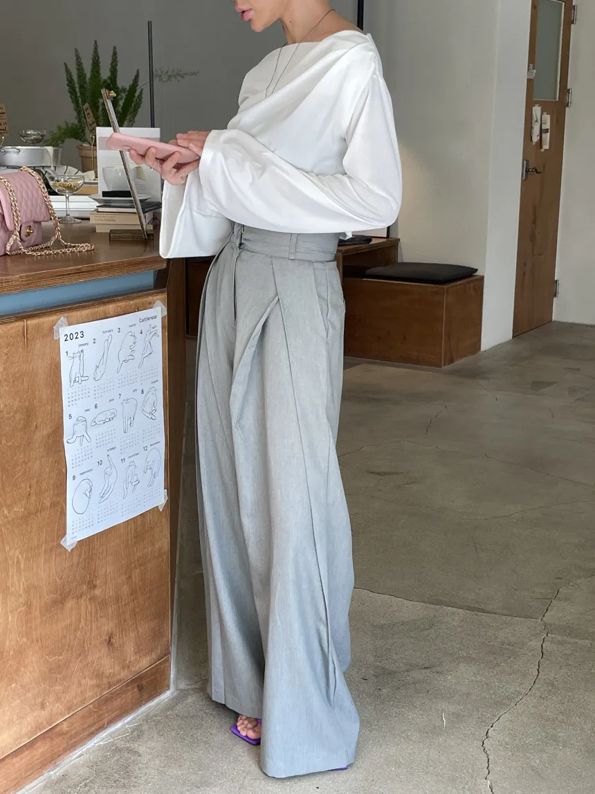 Women Long Pants Wide Leg Pant Solid Casual Regular Loose Simple Elegant Splice Tight High Waist Capris Autumn Trousers