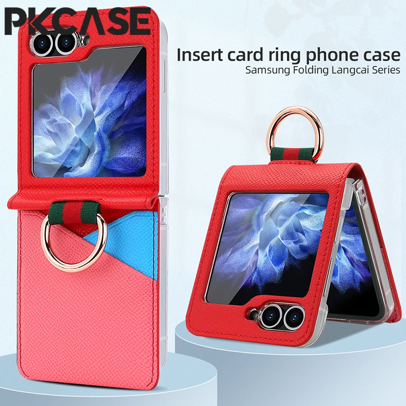 Elegant Portable Leather Wallet Case with Metal Ring and Card Slot