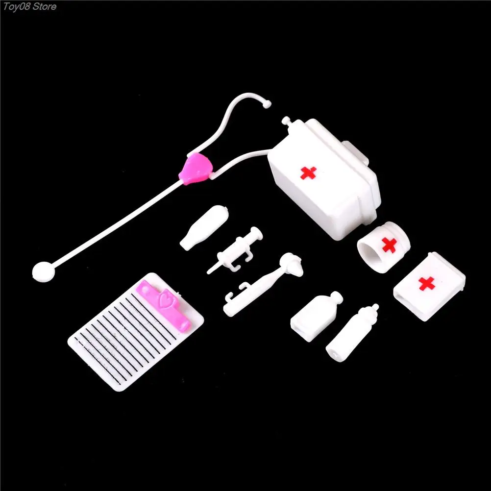 10pcs/Set Kids Toys Doctor Set Baby Pretend Play Suitcases Medical kit Simulation Medicine Box with Doll Girl Toy For Children 3