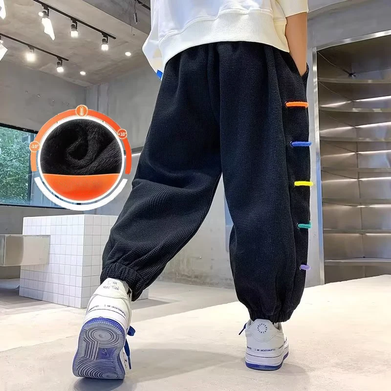 Children's Plush Sports Pants Spring And Autumn Casual For Older Children 12 Years