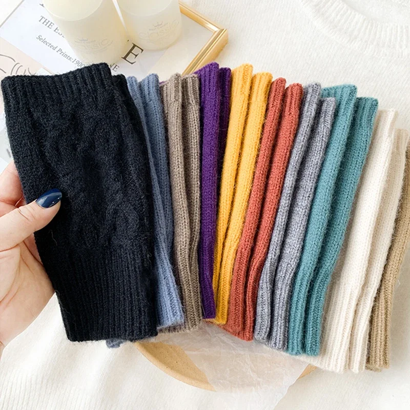 Unisex Finger Gloves Winter Soft Warm Wool Knitting Arm Gloves Half Finger For Women wool gloves,winter gloves,half finger gloves