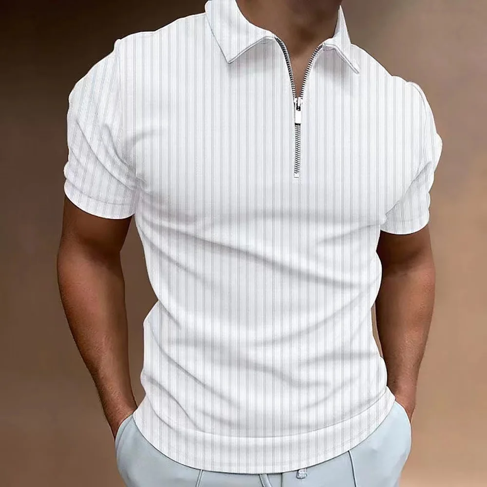 New Mens Fashion Polo Shirt Summer Stripe Zipper Mens Polo Shirt Solid Color T-shirt Brand Short Sleeve Shirt Casual SlimmingTop 12 Sff719ca1e089435487602082ea425e15c