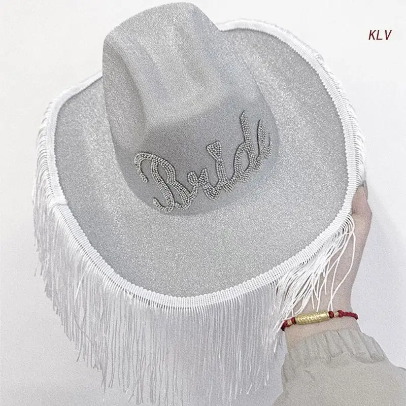 

Ковбойская шляпа с кисточкой, шляпа с кисточкой для Cowgirl, женская, свадебная, стандартная, ковбойская шляпа для невесты, шляпа для невесты и Cowgirl
