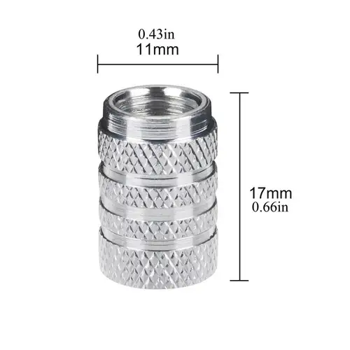 DSYCAR 4Pcs Silver Car Tire Valve Stems Cap Knurling Style Tire Valve Cap Aluminum Tire Wheel Stem Air Valve Cap for US Schrader - Image 2