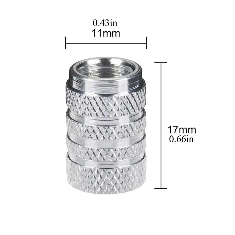 DSYCAR 4Pcs Silver Car Tire Valve Stems Cap Knurling Style Tire Valve Cap Aluminum Tire Wheel Stem Air Valve Cap for US Schrader - Image 2