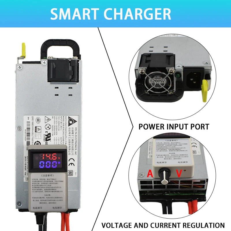 Chargeur RC 3-15V 2-50A avec pinces, pinces crocodile connectées à une batterie LiPo