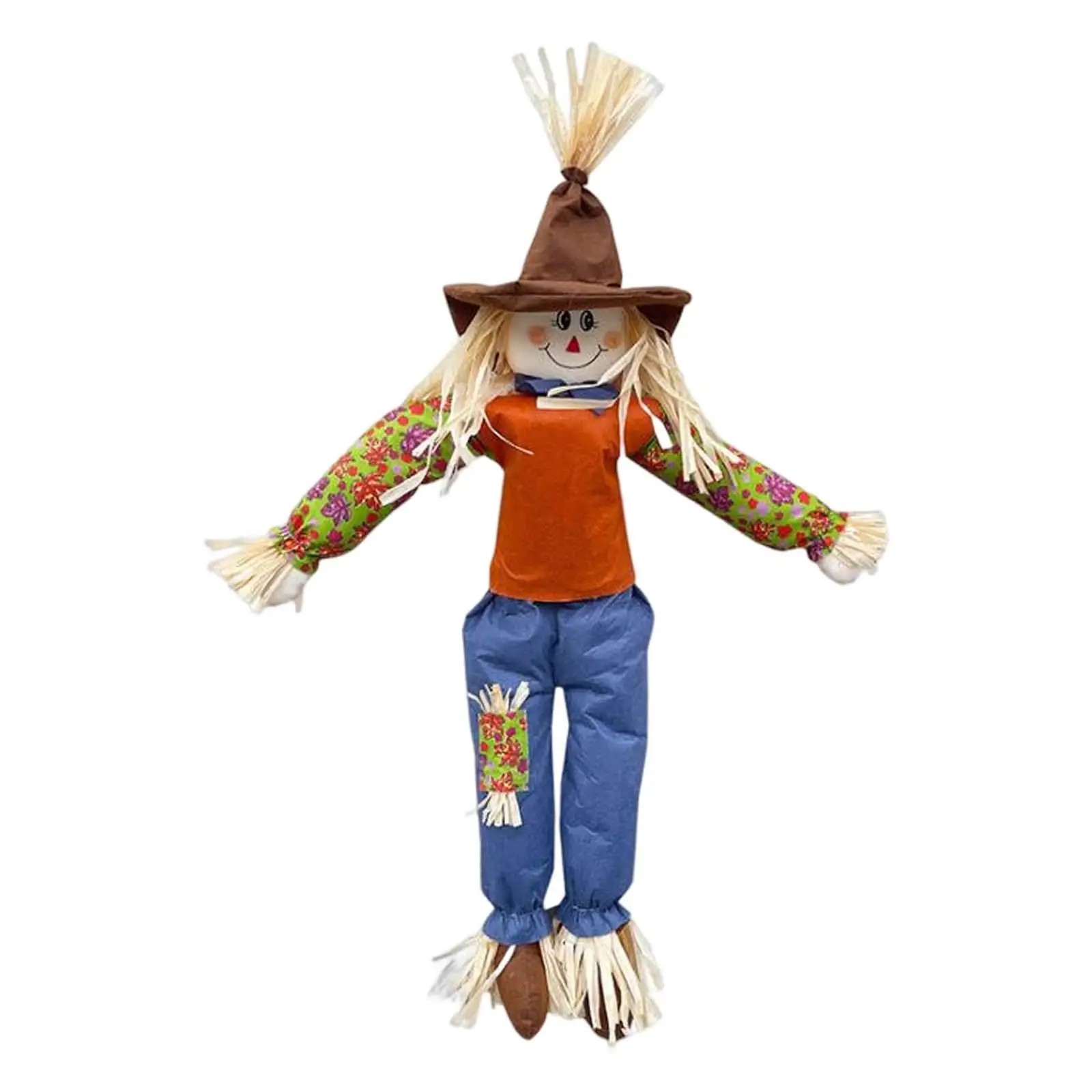 47.24inch Fall Scarecrow Decor Standing Scarecrow for Porch Outside Patio Halloween Halloween Treats