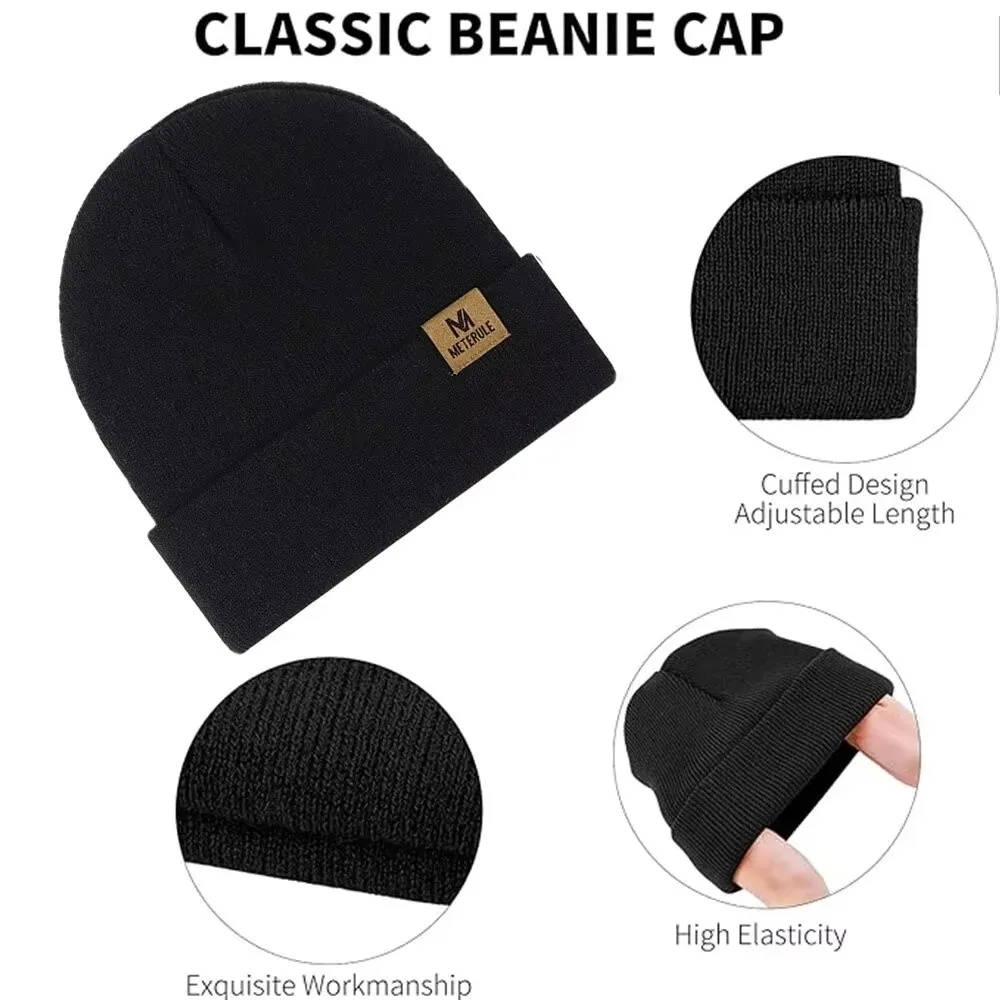 Unisex Herbst Winter Reitmütze Gestrickte Bündchen Beanie Hüte Warme Radfahren Kappe Frauen Männer – Detail 5