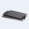 Creative Leather Tray Modern Simple Metal Decorative Tray Rectangular Pallet with Two Handles Home Decoration Storage Ornaments 4