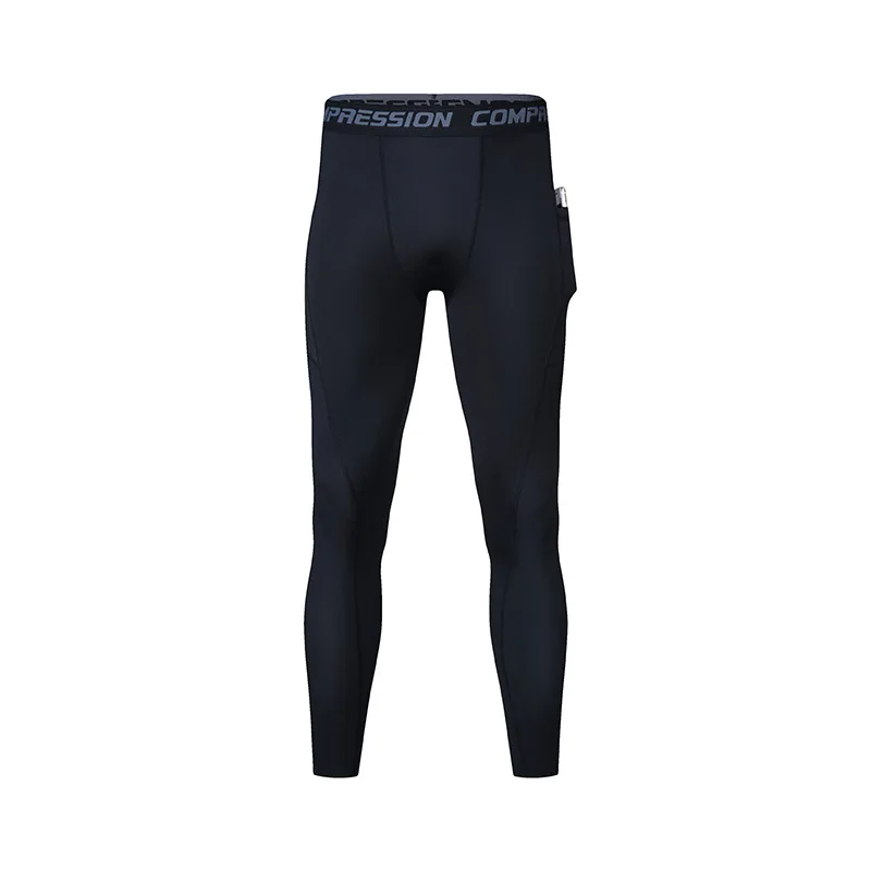 Sports Leggings Men Autumn Winter Side Pockets Quick-Drying Compression