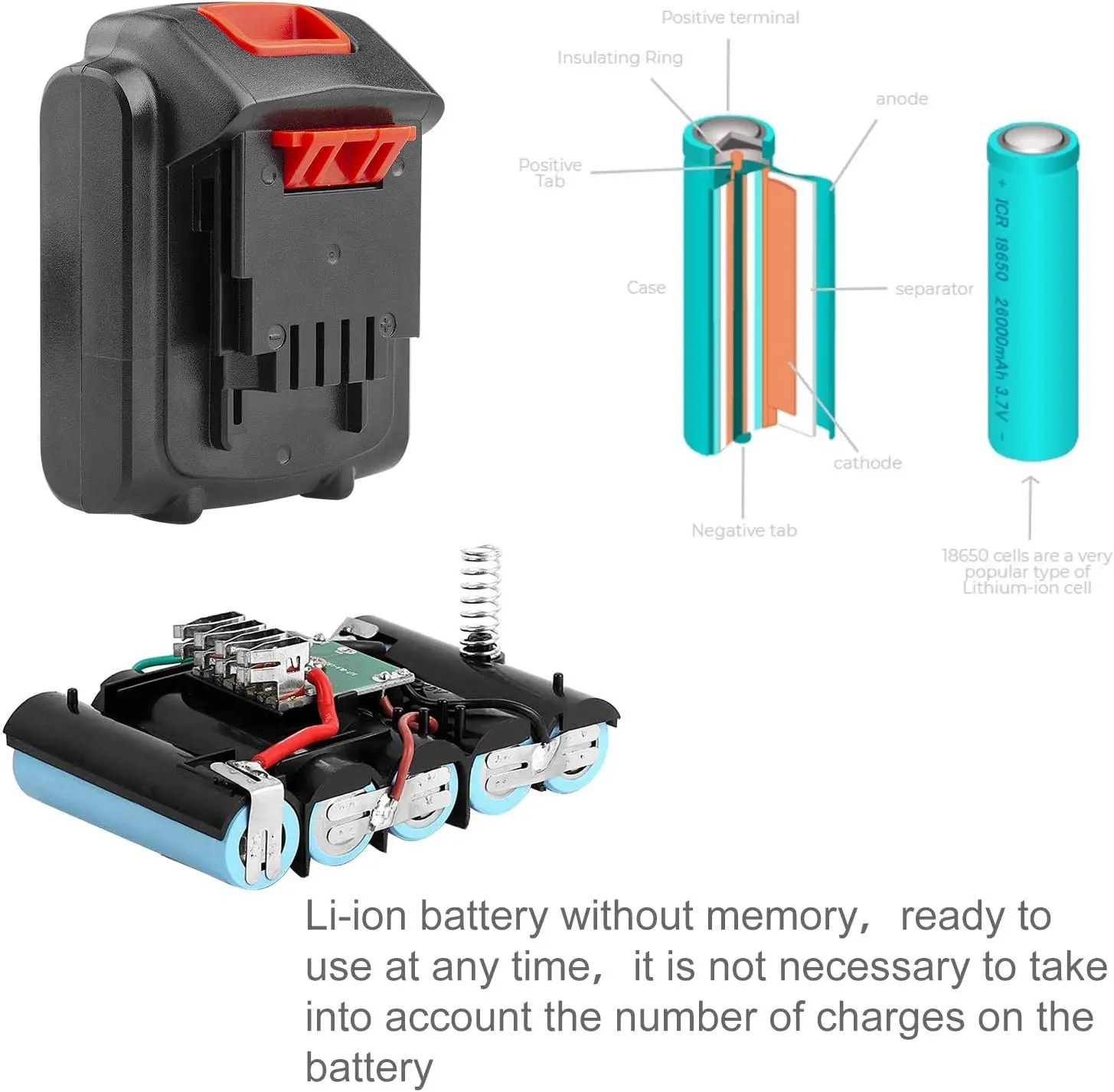 Li-ion Battery Replace for Black & Decker BL1514 BL1314 LB16