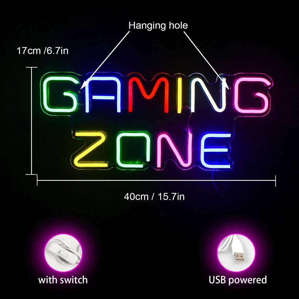 Insegna al neon con lettera di gioco, luce al neon blu per gamer, decorazione per sala da gioco, luci al neon a LED, accessori per adolescenti, zona giochi, camera da letto, camera