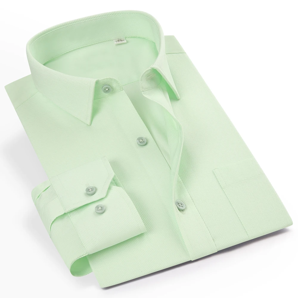 

Men's Twill Long Sleeve Standard-fit Solid Basic Dress Shirt Patch Single Pocket Wrinkle-Resistant Classic Work Office Shirts