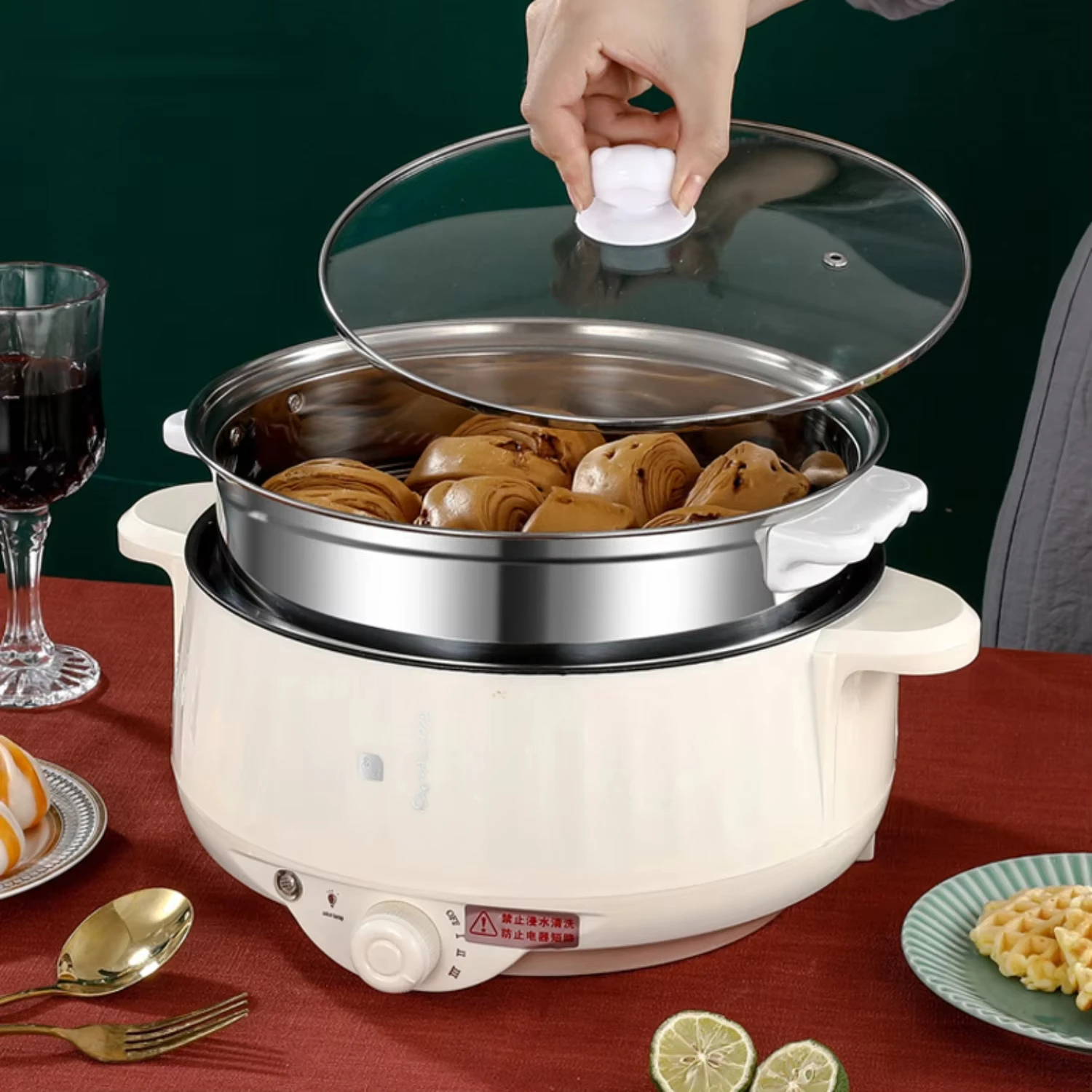 Electric rice cooker convenient versatile double layer non-stick compact rice cooker and hot pot multifunctional cooking appliance