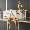 Figurines for Indoor Decoration Home Accessories Nordic Living Room Decor Resin Embellishments Humanoid Gold Abstract Statue 4