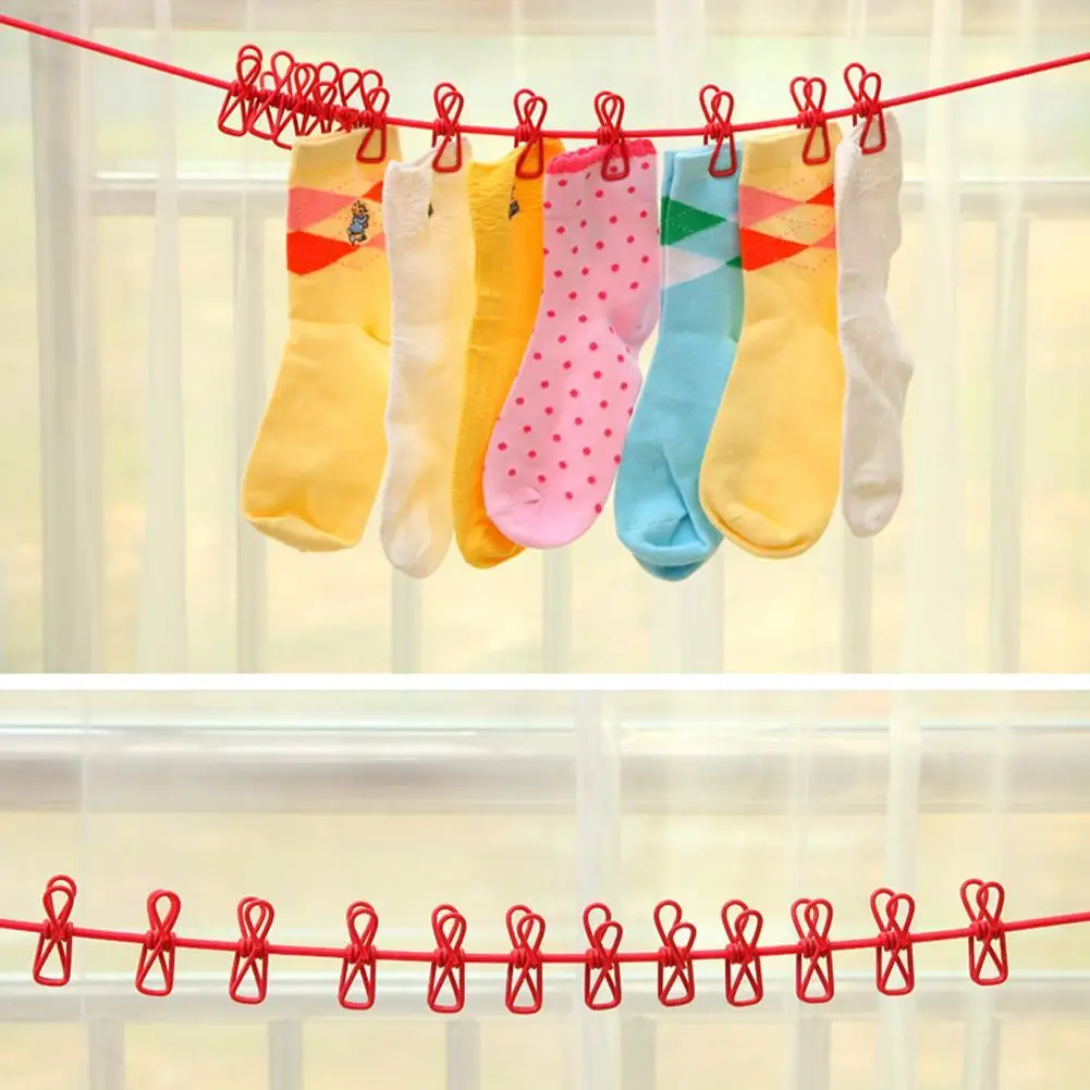 180cmClotheslinesWith12ClipsPortableClotheslineWindproofClothesRopeDryingRackCloth