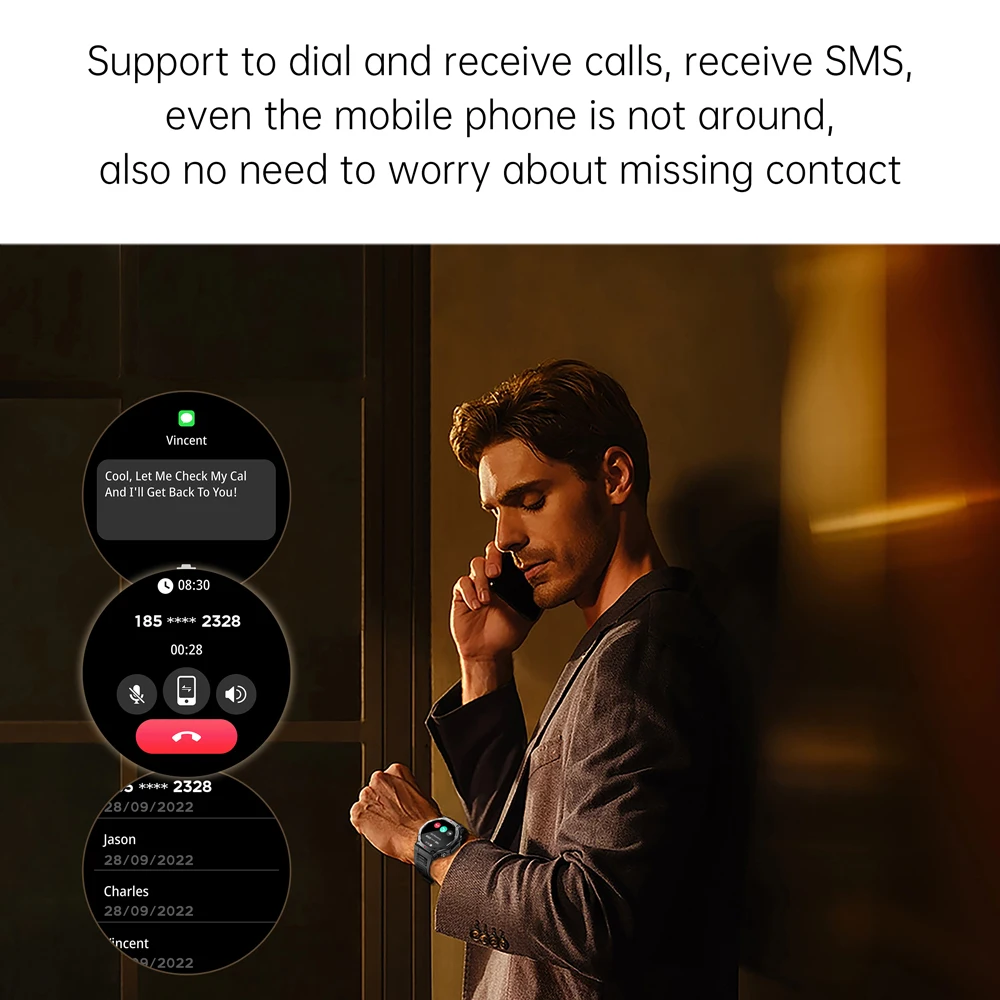 발두스 VD47 Pro AMOLED 스마트워치 남녀 피트니스 음성 비서 블루투스 통화 플래시라이트 심박수 방수 스마트워치