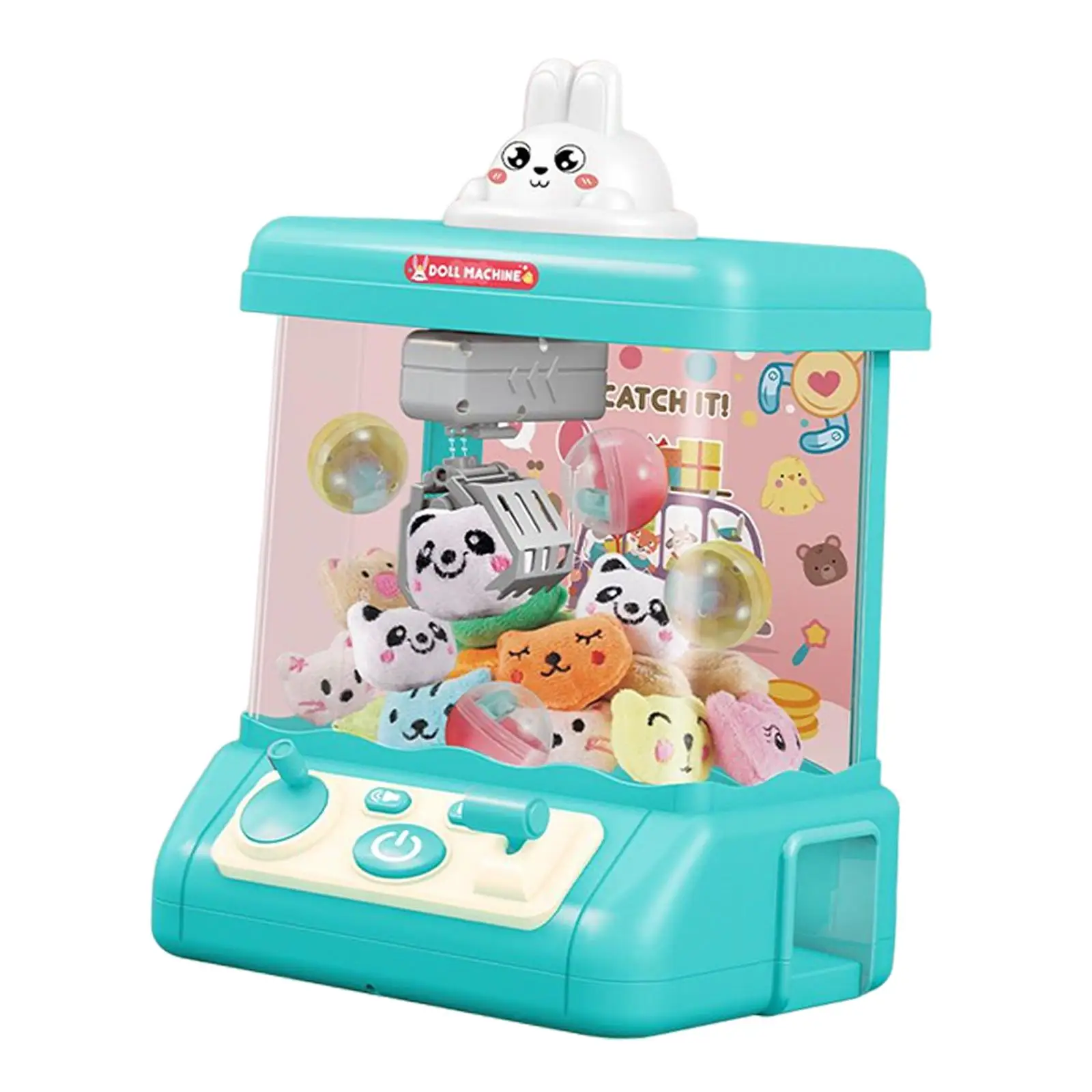 Small Claw Machine Toy Grabber Dispenser Arcade Game Miniature with Lights Sound DIY Catching Doll Machine for Birthday Gifts 4