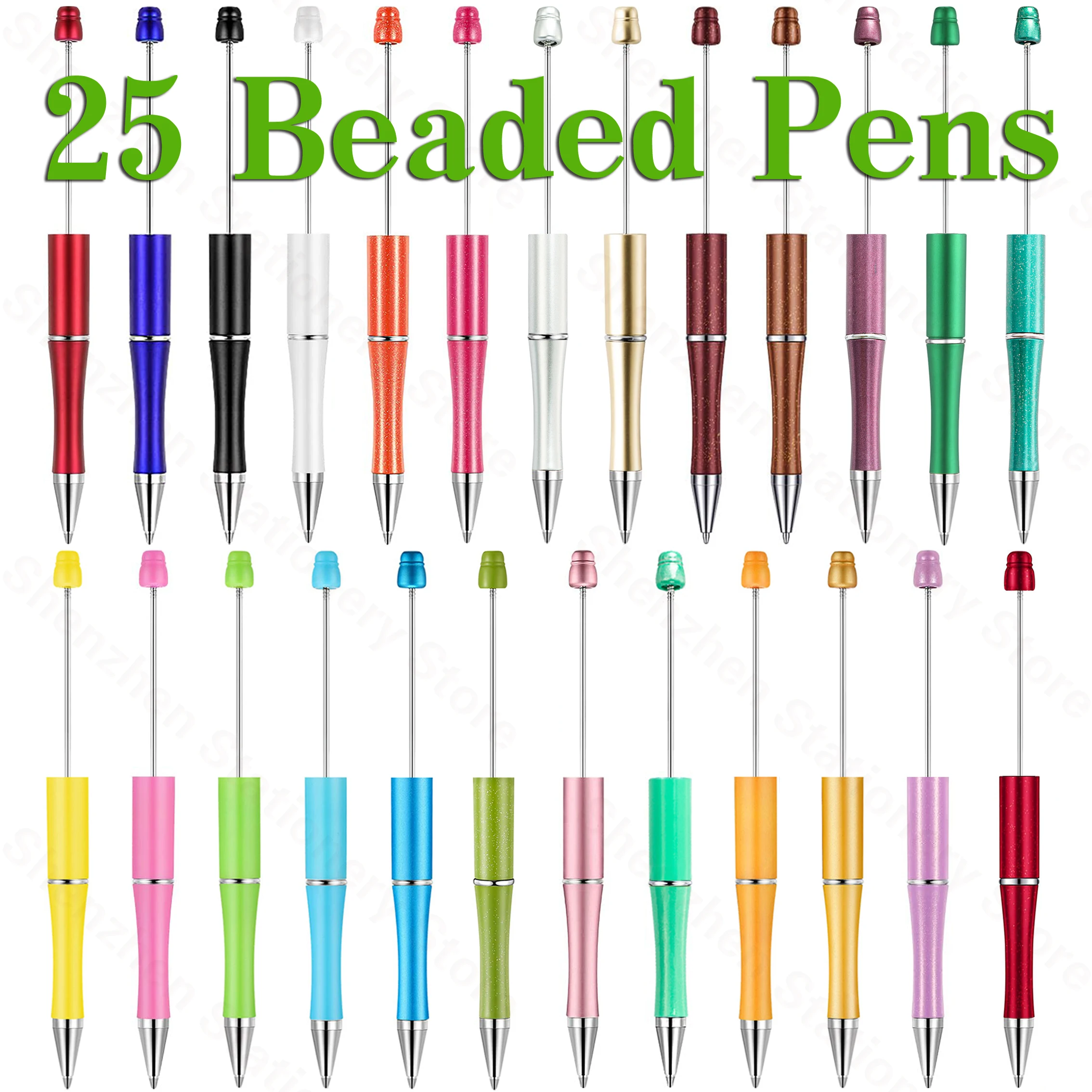 25 Pcs Beadable Pen Plastic Bead Ballpoint Pen Black Ink Beaded DIY Pens Cute Cool Pens for DIY Making Gift Kids Students ballpoint pen multifunction ballpoint pen multifunctional pen ball point pen