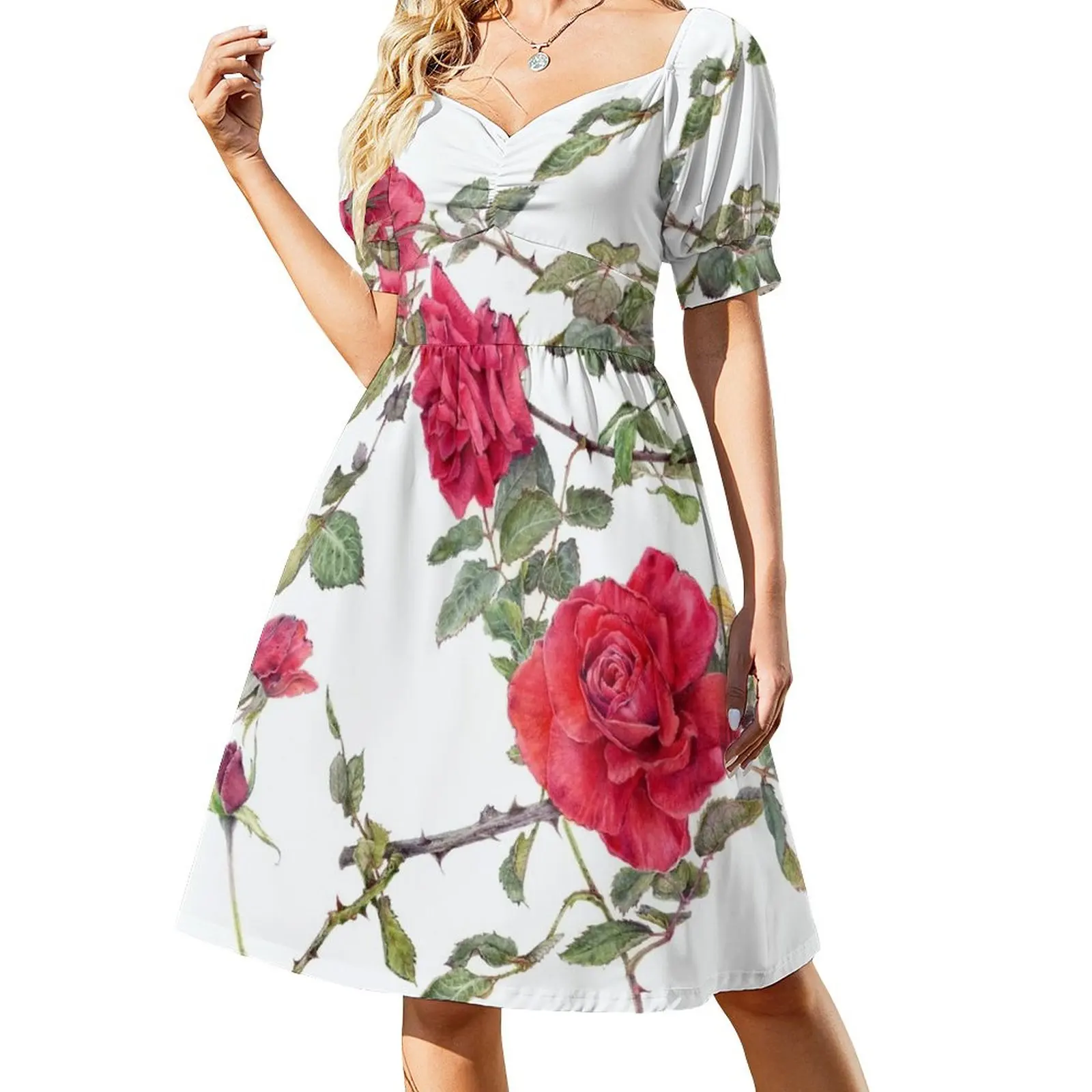 

Red Roses - Botanical Art Dress Dress for girls Women's summer dresses