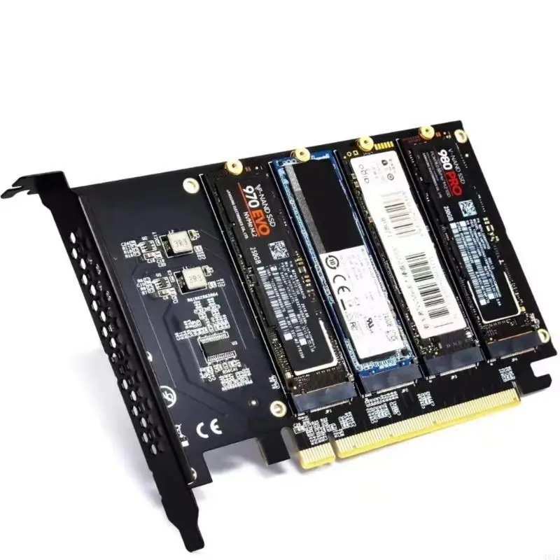 4 Port PCIe X16 Controller Internal Expansion Card PCIE to M.2 NVME Adapter Q81E